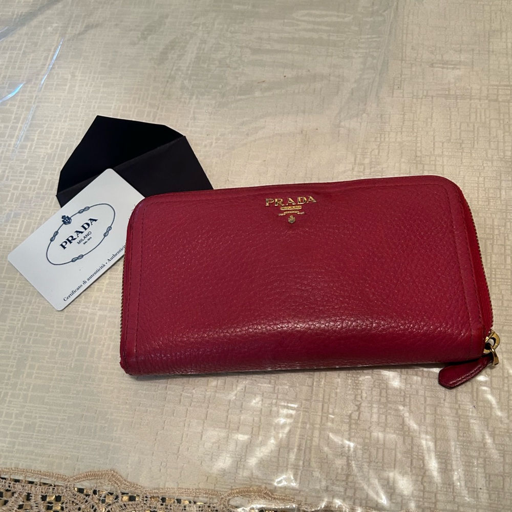 EUC Prada Milano Pink Long Zip Round Wallet - Picture 1 of 12